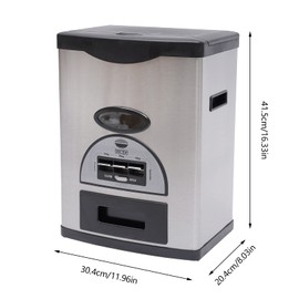 HAPPCUCOE Auto Rice Dispenser,Grain Dispenser Storage Box,Large Capacity Stainless Steel Rice Storage Container for Kitchen,Dining Room (Black)