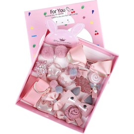 THJOPOKEEL Clips pinza pelo niña accesorios de peinado set flores cinta bowknot arco lazos el cabello lindo horquillas bebé diademas con caja de regalo navidad 18pcs rosa