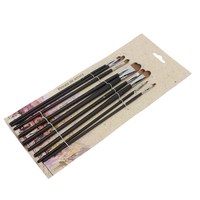 9Pcs Painting Brush Good Pigment Adsorption Round Flat Head Art