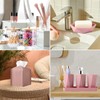 10-Piece Bathroom Accessories Set - Pink Trash Can with Bamboo