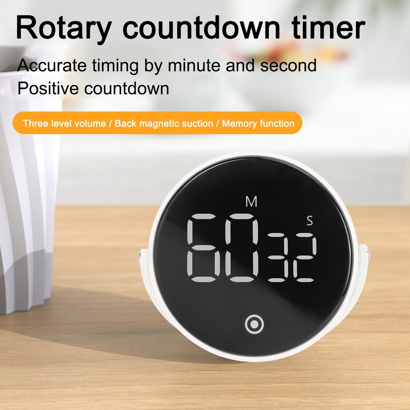 3in LED Digital Timer Rotatable Magnetic Low Noise ABS Shell
