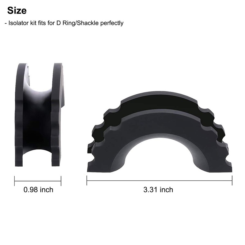 MuHize Black D-Ring Isolator Kit for 3/4" Shackles - 2