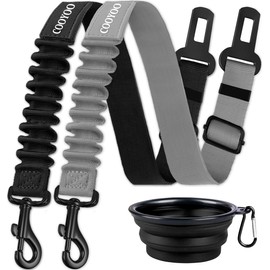 COOYOO Dog Seat Belt,3 Piece Set Retractable Dog Car Harness Adjustable for Vehicle Nylon Pet Safety Heavy Duty & Elastic