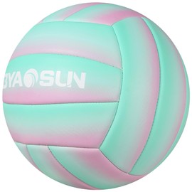 BYAOSUN Volleyball, Beach Volleyball, Soft Volleyball Ball for Indoor, Outdoor, Beach, Size 5 Volleyballs for Beginners, Teenagers, Adults (Green Pink)