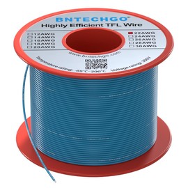 BNTECHGO 22AWG FEP Teflon Coated Tin-Plated Copper Wire in Blue 100 ft has a Temperature Rating of -65 to 200°C FEP Teflon Wire is Suitable for Applications Requiring High-Temperature Resistance
