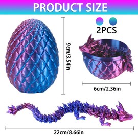 ElevaPulse Pack of 2 Easter Surprise Dragon Egg Figures, Dragon Figures, 3D Dragon, Dragon Egg with Dragon, 3D Dragon in Egg, Dragon Toy, Dragon Egg, 3D Dragon, for Cars, Offices, Houses