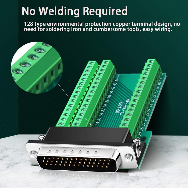ANMBEST DB44 Solderless Connector, Male D-SUB to 44-pin Port Terminal