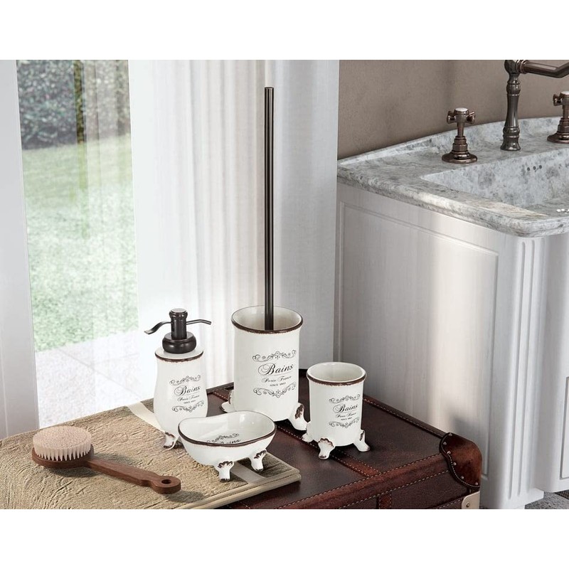 Amelia Soap Dispenser Shabby Chic White Ceramic