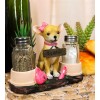 Ebros Hot & Spicy Pink Girl Chihuahua Glass Salt Pepper