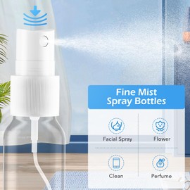 Zoizocp Spray Bottles, 1oz/30ml Clear Empty Fine Mist Plastic Mini Travel Bottle Set, Small Refillable Liquid Containers with 2pcs Funnels and 24pcs Labels (12 Pack)