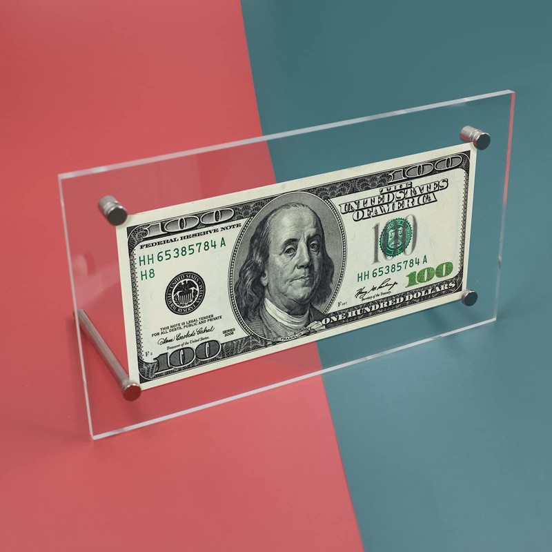 Cuyacili Pack of 2 Acrylic Banknotes Display Frame Acrylic Display