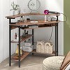 Triangle Corner Desk with Charging Station and LED Light for