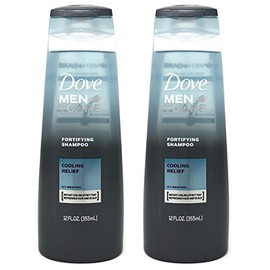 Dove Men + Care Champú fortificante, alivio de refrigeración, mentol helado, 12 onzas (Paquete de 2)