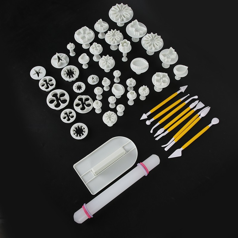 46PCs Pottery Tools Printing Mold Set Durable Plastic DIY Molds