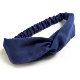 Mihu Creation Luxury Satin Satin Hairbands | Pack of 1 | Turban Hairband Korean Style Twisted Cross Knotted Head Band | Elastic Hair Band (Blue)