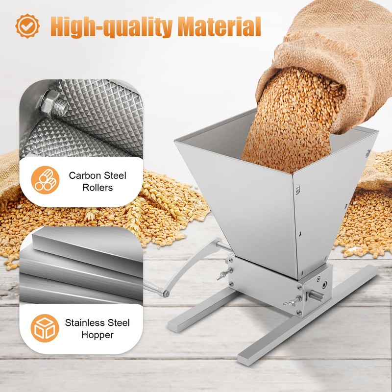 4 L Handcrank Mill Grinder 2 Roller Carbon Steel Grain