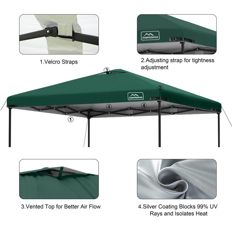 KAMPKEEPER Replacement Top Pop Up Canopy Tent Cover Roof with