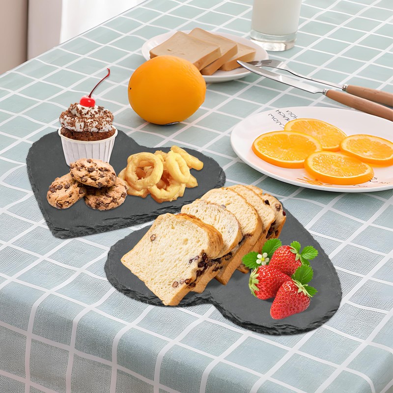 Pack of 2 20 x 20 cm Slate Serving Plates,