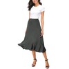 EXCHIC Women's Elegant Ankle Length Ruffle Hem Elastic Waist Midi