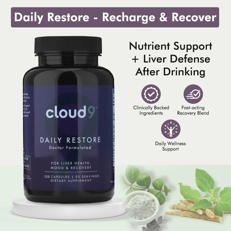 Cloud9 Daily Restore – Liver Detox & Recovery Supplement with