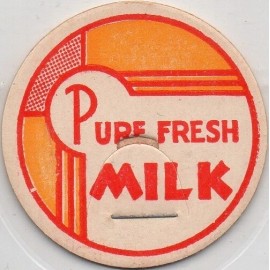 Milk Bottle Cap - Pure Fresh Milk - generic cap - yellow/orange & red