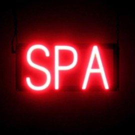 SpellBrite SPA Sign for Beauty Salons | Beauty-Related Signs with Neon Look, Red LED Light | 13.4" x 6.3"