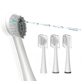 Replacement Brush Heads for Waterpik Sonic Fusion 2.0 - Flossing Toothbrush Head for Water pik with Color-Coded Rings & Hygienic Caps - 3 Pack White Soft Bristles - Compact Size