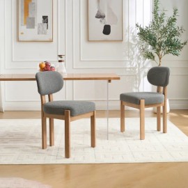 Modern Black Chenile Upholstered Solid Wood Dining Room Chair Set of 2 Durable Kitchen Chairs for Restaurant & Hotelcolor: GREY, size: W20.28''D21.06''H32.28''