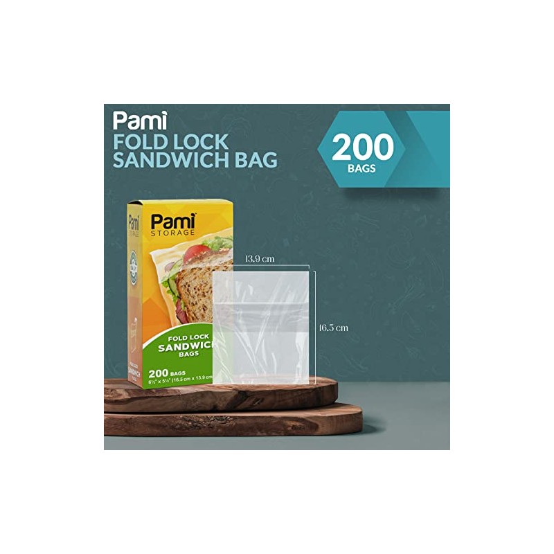 PAMI Bolsa para Sándwich con Tapa Plegable [200 Piezas] -