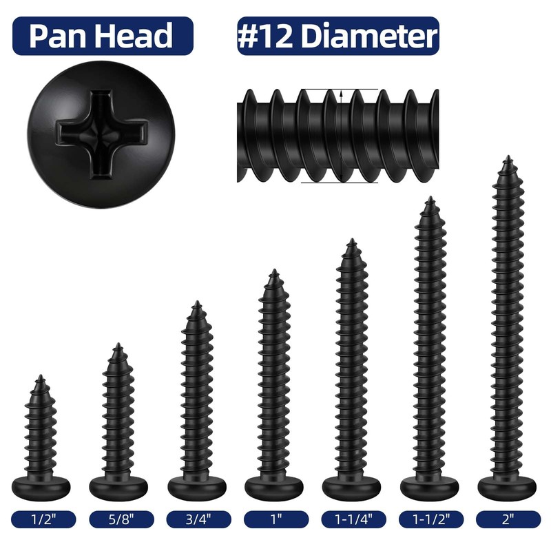 MewuDecor #12 x 1-1/2" Pan Head Self Tapping Screws Sheet