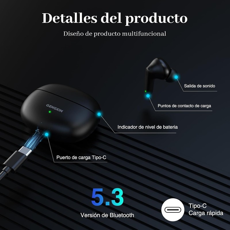 GENGXIN Audífonos Inalámbricos Bluetooth 5.3, Audífonos Inalámbricos In-Ear, Bluetooth con