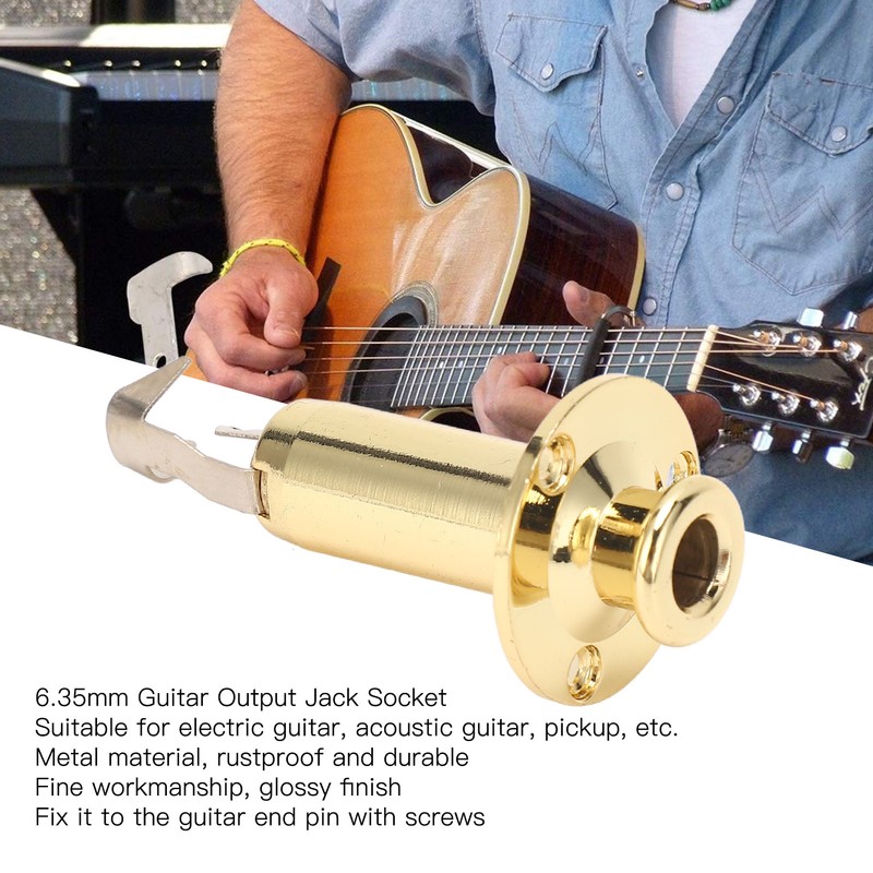 6.35mm Guitar Output Jack Socket Metal Construction Endpin Pickup Jack