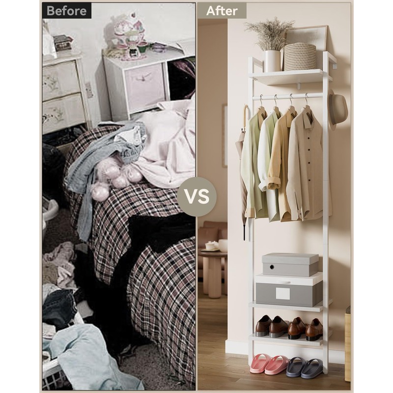 YMYNY Coat Rack Wall Mounted, 70.87H Clothes Garment Rack, Freestanding