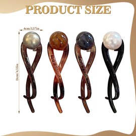 4 Pieces Pearl Banana Clip,Elegant Hair Clips for Women,Vintage Hair Clips,French Twist Hair Clip,Suitable for Different Hair Types,Fashion Hair Accessories for Women and Girls