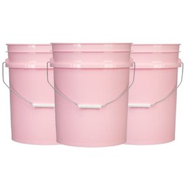 House Naturals 5 Gallon Pink Food Grade Plastic Storage Bucket (Pack of 3) Made in USA (Pink Buckets Without Lids)