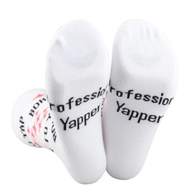 2 Pairs Funny Y2K Meme Gift Professional Yapper Socks Sarcastic Talker Gift Y2K Weirdcore G-ift Born To Yap G-ift (CA/US, Numeric, 00, Regular, Regular, BORN TO YAP CA)