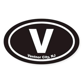 CafePress V Ventnor City NJ Euro Oval Sticker Oval Car Bumper Sticker