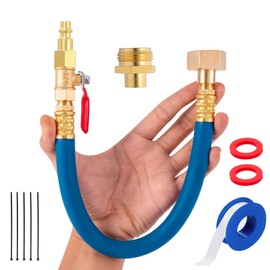 Breezliy 12" Winterize Sprinkler System RV Motorhome Boat Camper and Travel Trailer,Air Comp Quick-Connect Plug to 3/4" Garden Hose Faucet Blow Out Adapter Fitting with Valve(Lead -Free Brass)