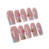 Handmade Press on Nails Long Square Fake Nails with 3D