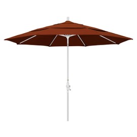 California Umbrella 11' Round Aluminum Market Umbrella, Crank Lift, Collar Tilt, White Pole, Pacifica Brick,GSCU118170-SA40-DWV