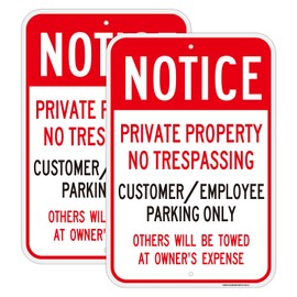 2PC Notice-Private Property No Trespassing Customer/Employee Parking Only Sign, 12"x18"Customer Parking Only Sign for Business, Engineer Grade Reflective Aluminum, Fade Resistant, UV Protected