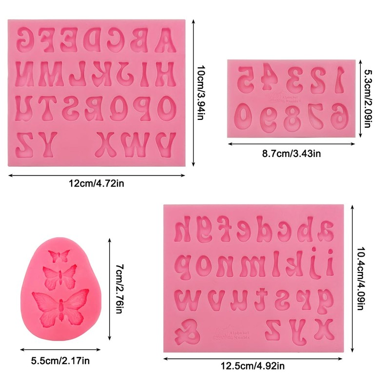 LyfLux - Moldes de silicona para fondant, letras de números