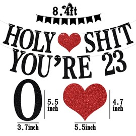 Holy Sh*t You're 23 Banner - Funny Happy 23rd Birthday Bunting Sign, Cheers to 23 Years, 23 Years Old Birthday/Anniversary Party Decorations Supplies for Men Women