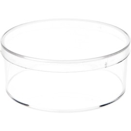Pioneer Plastics 015C Clear Small Round Plastic Container, 3.3125" W x 1.3125" H, Pack of 2