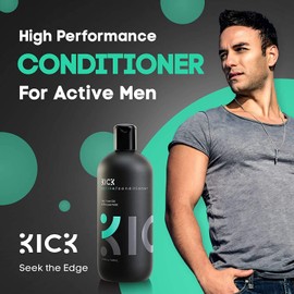 Kick Mens Conditioner - Tea Tree and Peppermint for Hair Loss - Proven High Performance Pro-Nourishing Mens Natural Anti Dandruff Treatment - 17oz