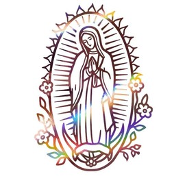 Virgin Mary Catholic Vinyl Decal Sticker UV & Water Proof Gift Laptop Car Bumper Window Tumbler Accessories 7" inch Rose Gold Holographic