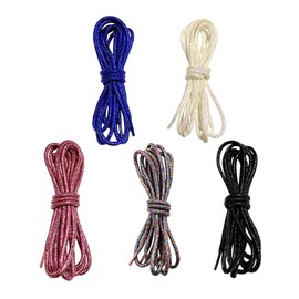 B-HOT 5Pairs Metallic Glitter Round Shoelaces 140cm Long Sparkly Shoe Lace 4mm Replacement Shoelaces for Hiking,Walking,Outdoor Boots Multicolor #B