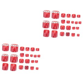 FRCOLOR 4sets Wine Cover False Toenails for Women Each Set Natural-looking Fake Nail Tips for Creative Nail Art for Weddings and Festivals