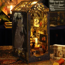DIY Book Nook Kit, DIY Miniature House Kit Booknook Model Kit with Furniture and LED Light 3D Puzzle Wooden Art Bookshelf Insert Decor for Adults and Teens (Detective Agency)