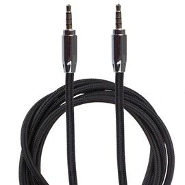 Lilware Braided Nylon Textile 35 Inches (90 cm) Aux Audio Cable 3.5mm Jack Male to Male Cord For Multimedia Devices - Black